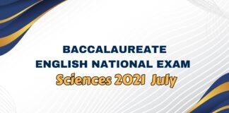 Baccalaureate English National Exam Sciences 2021 July