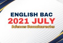 Baccalaureate English National Exam Sciences 2021 July